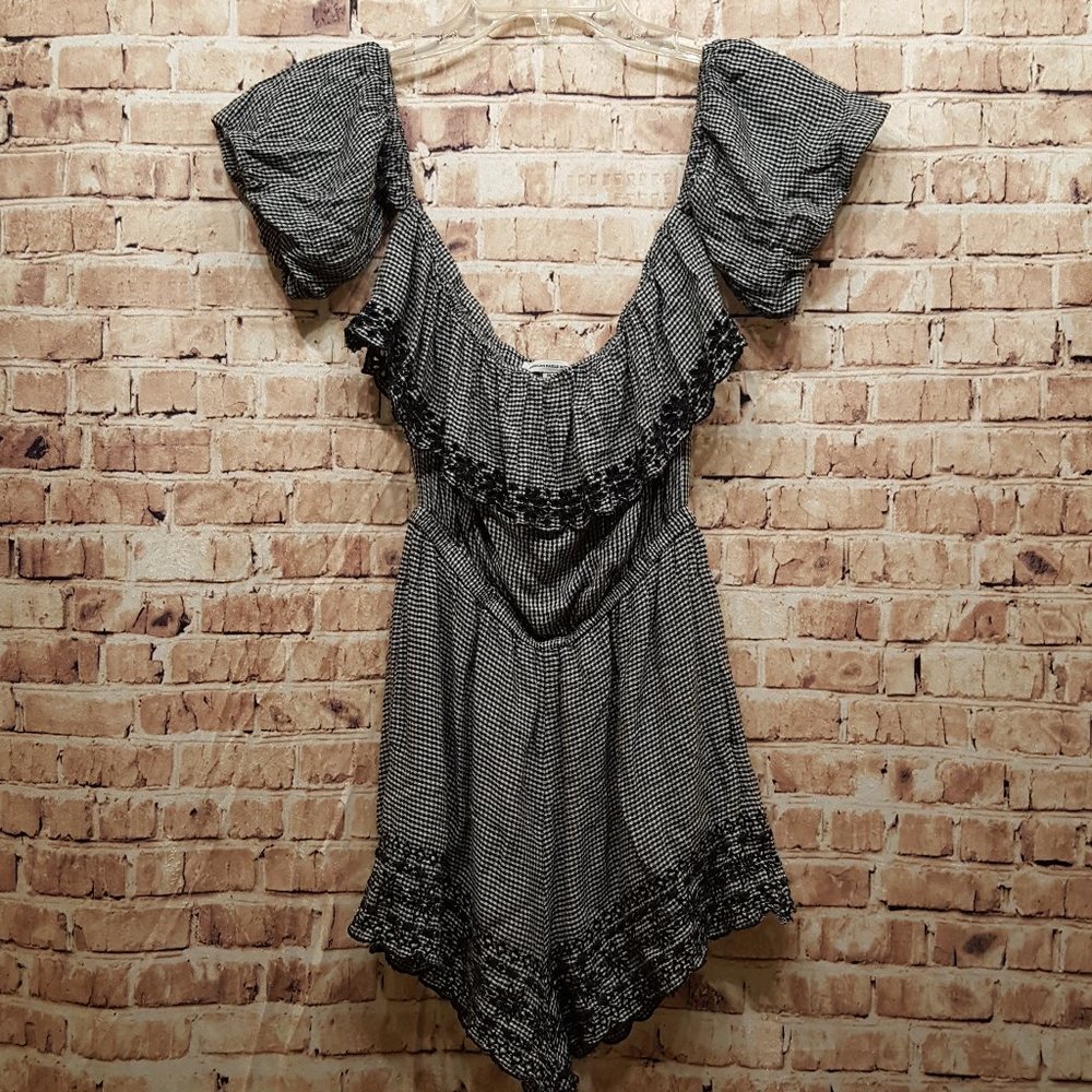 American Eagle Outfitters Romper Off the Shoulder Gingham Romper Size XS